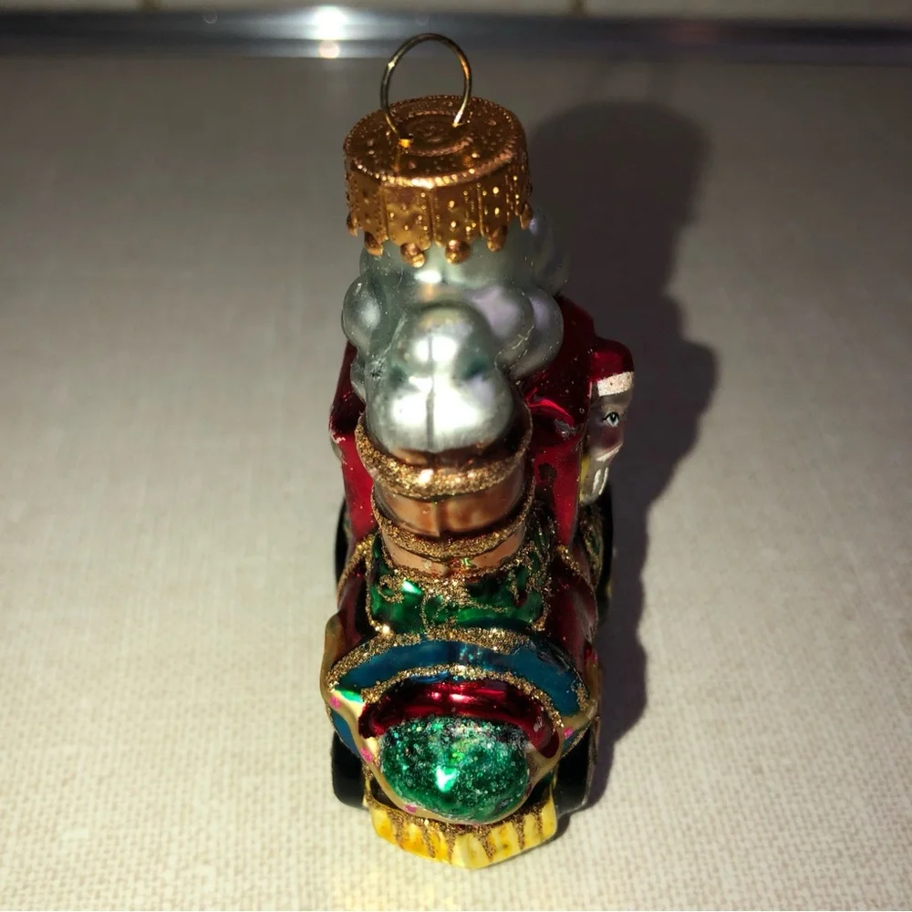 Vintage‎ Glass Santa Engine Train Christmas Ornament